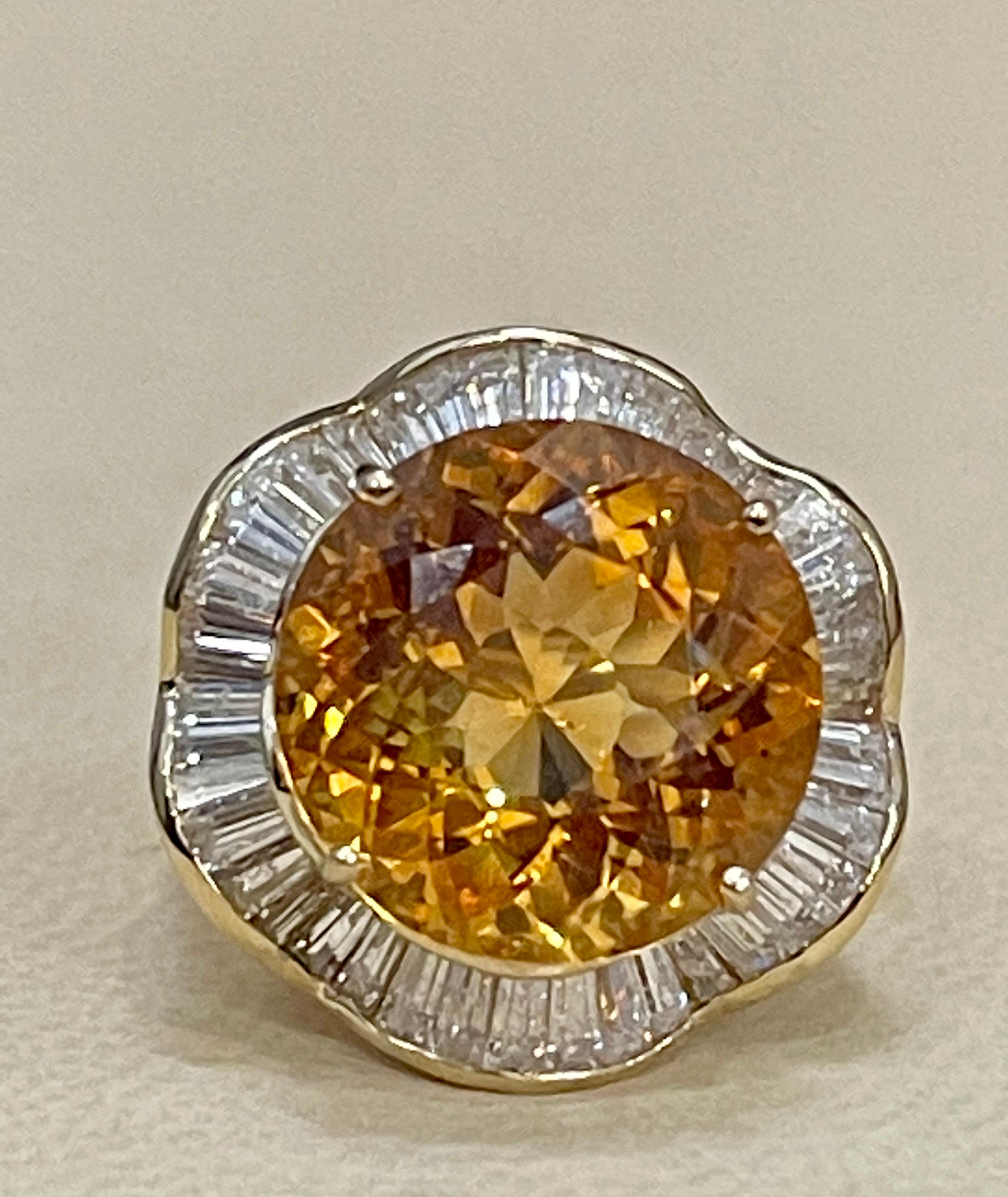 15 Karat natürlicher runder Citrin & Diamant-Cocktailring 14 Karat Gelbgold:: Nachlass 7