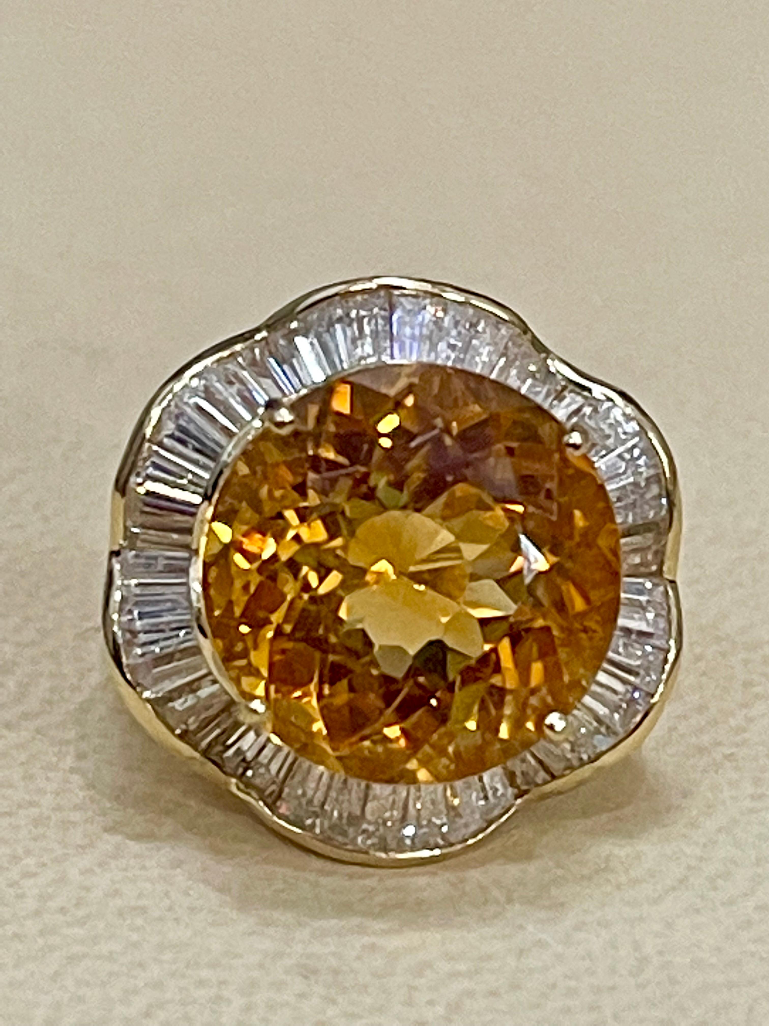 15 Karat natürlicher runder Citrin & Diamant-Cocktailring 14 Karat Gelbgold:: Nachlass 8