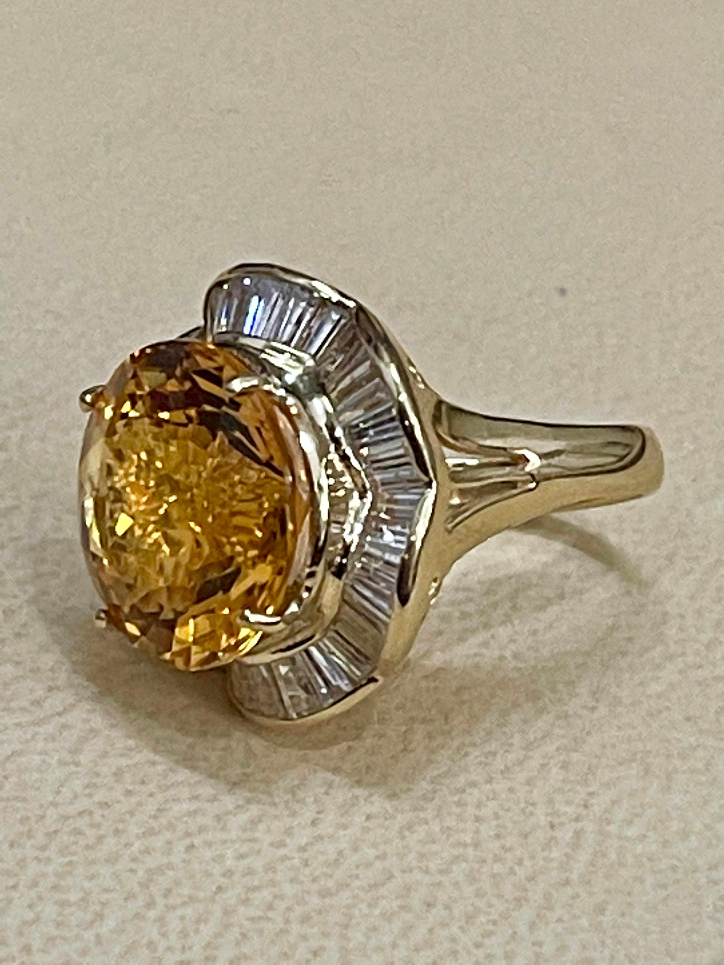 15 Karat natürlicher runder Citrin & Diamant-Cocktailring 14 Karat Gelbgold:: Nachlass 10