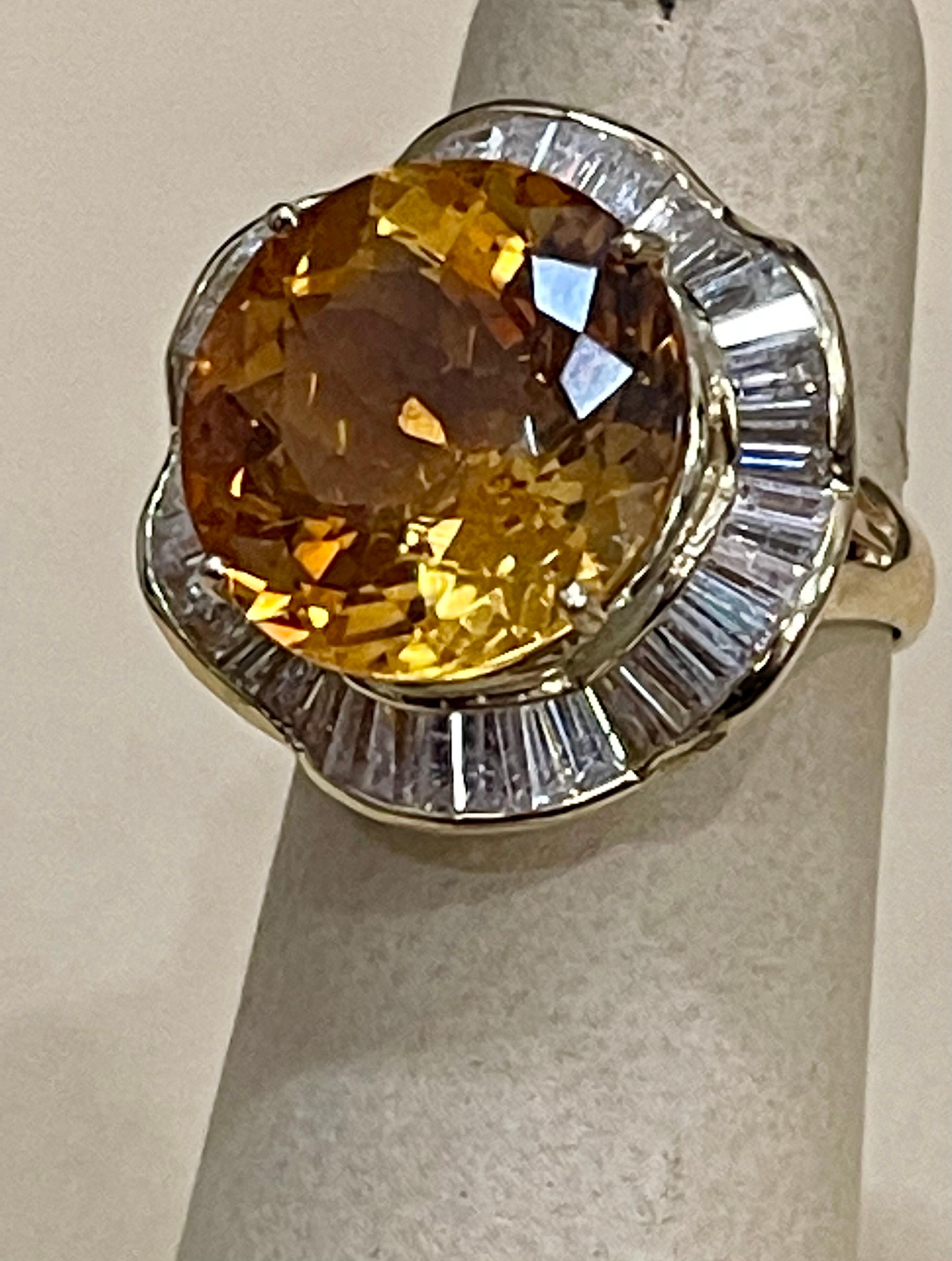 15 Karat natürlicher runder Citrin & Diamant-Cocktailring 14 Karat Gelbgold:: Nachlass im Zustand „Hervorragend“ in New York, NY