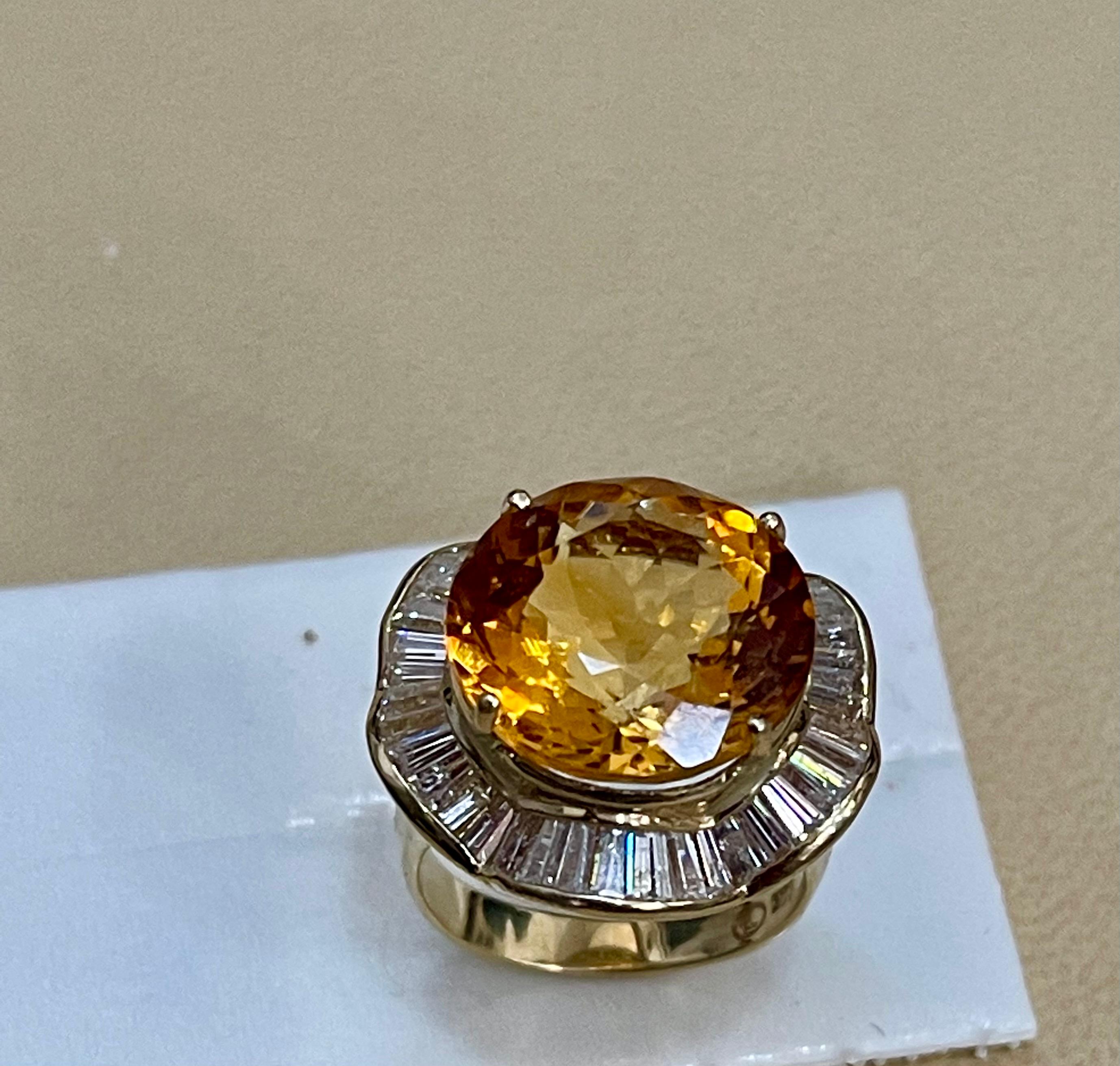 15 Karat natürlicher runder Citrin & Diamant-Cocktailring 14 Karat Gelbgold:: Nachlass 1