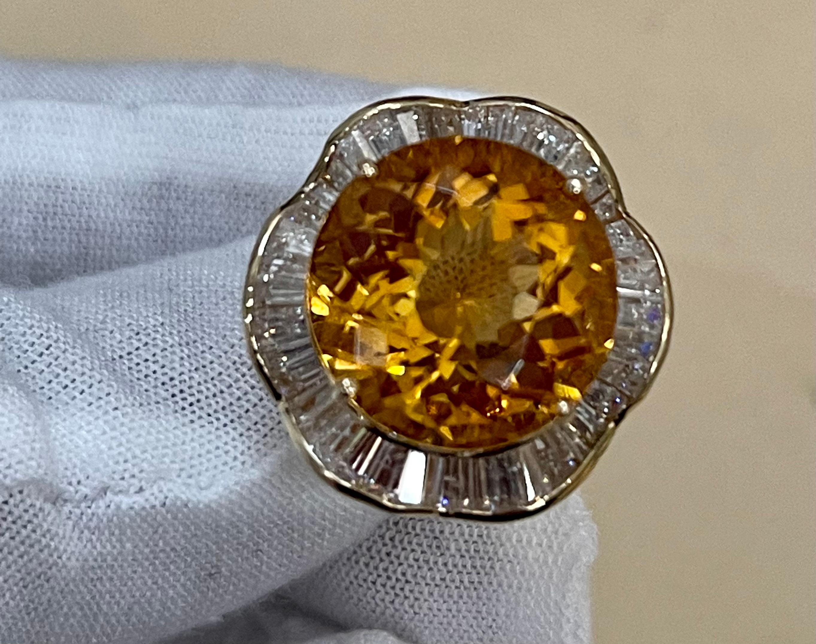 15 Karat natürlicher runder Citrin & Diamant-Cocktailring 14 Karat Gelbgold:: Nachlass 2