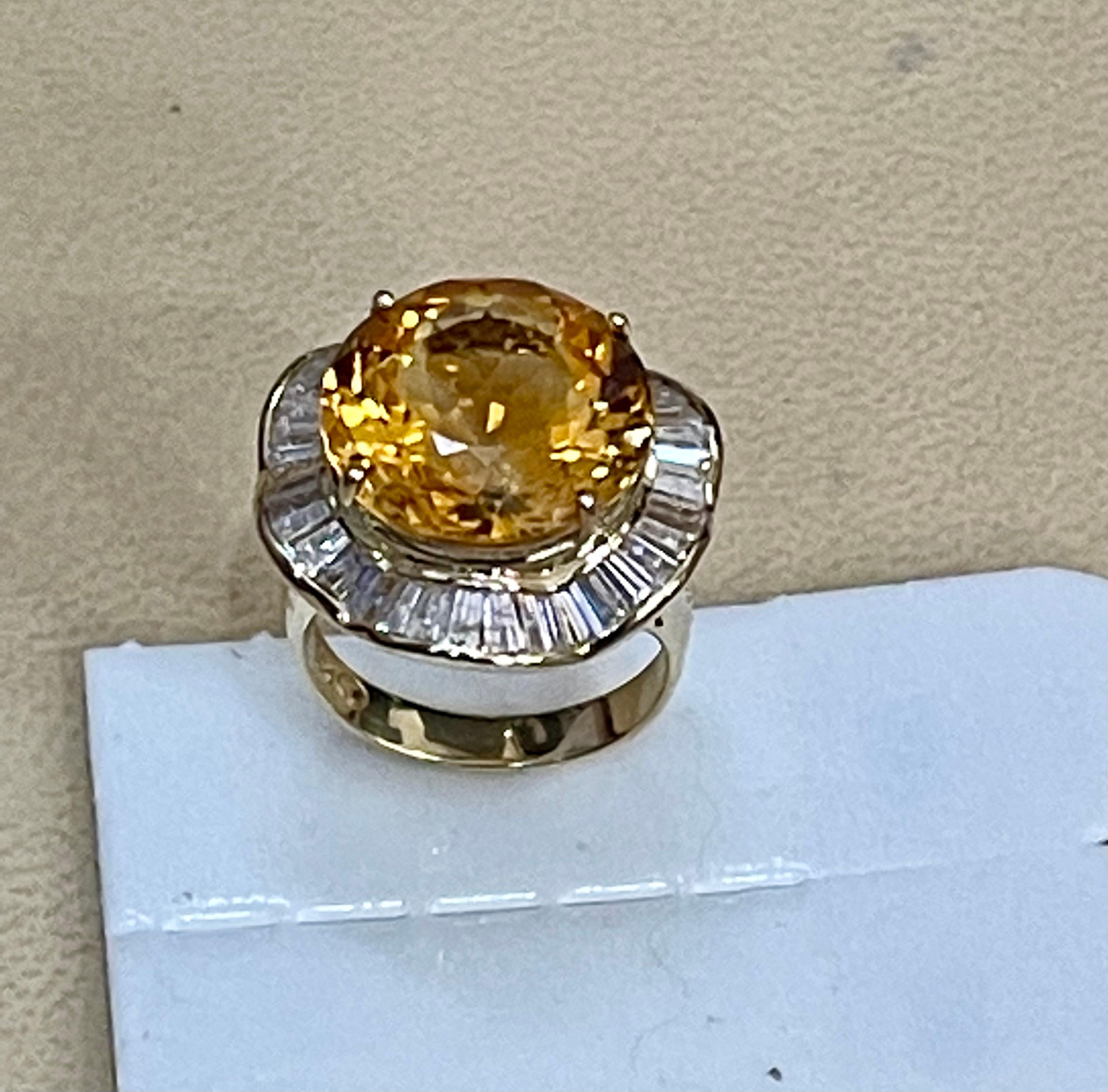 15 Karat natürlicher runder Citrin & Diamant-Cocktailring 14 Karat Gelbgold:: Nachlass 3