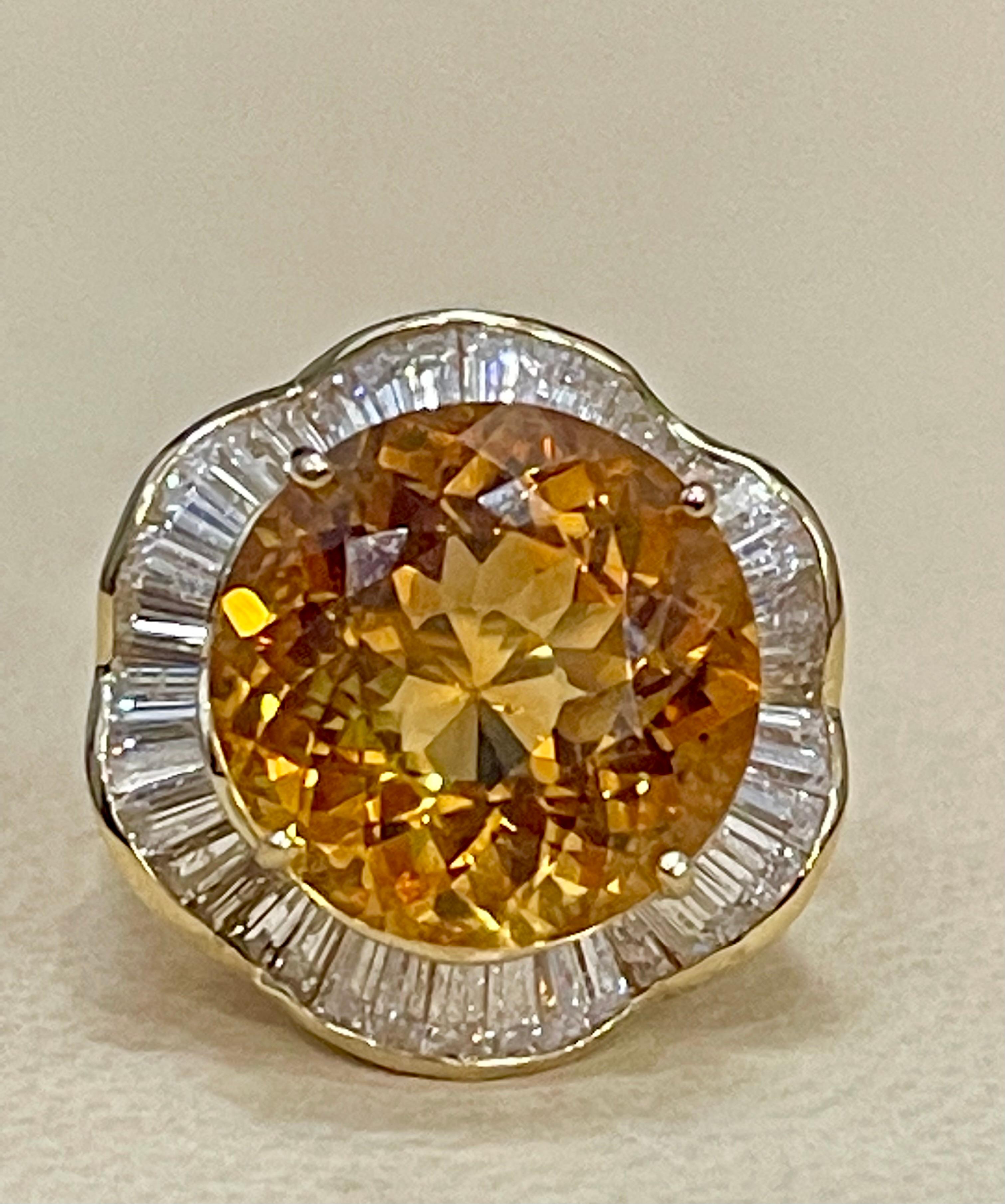 15 Karat natürlicher runder Citrin & Diamant-Cocktailring 14 Karat Gelbgold:: Nachlass 4