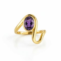 1,5 Karat ovaler Amethyst Silber, Gold Ring