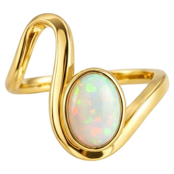 1.5 ct oval cabochon opal silver, gold ring