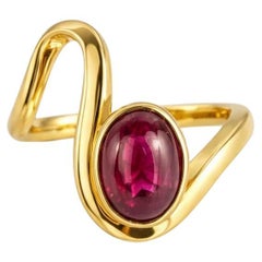 1.5 ct oval cabochon ruby silver, gold ring
