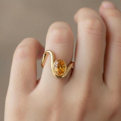Bague en argent et or avec citrine ovale de 1,5 ct