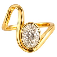1,5 ct Oval Moissanit Silber, Gold Ring