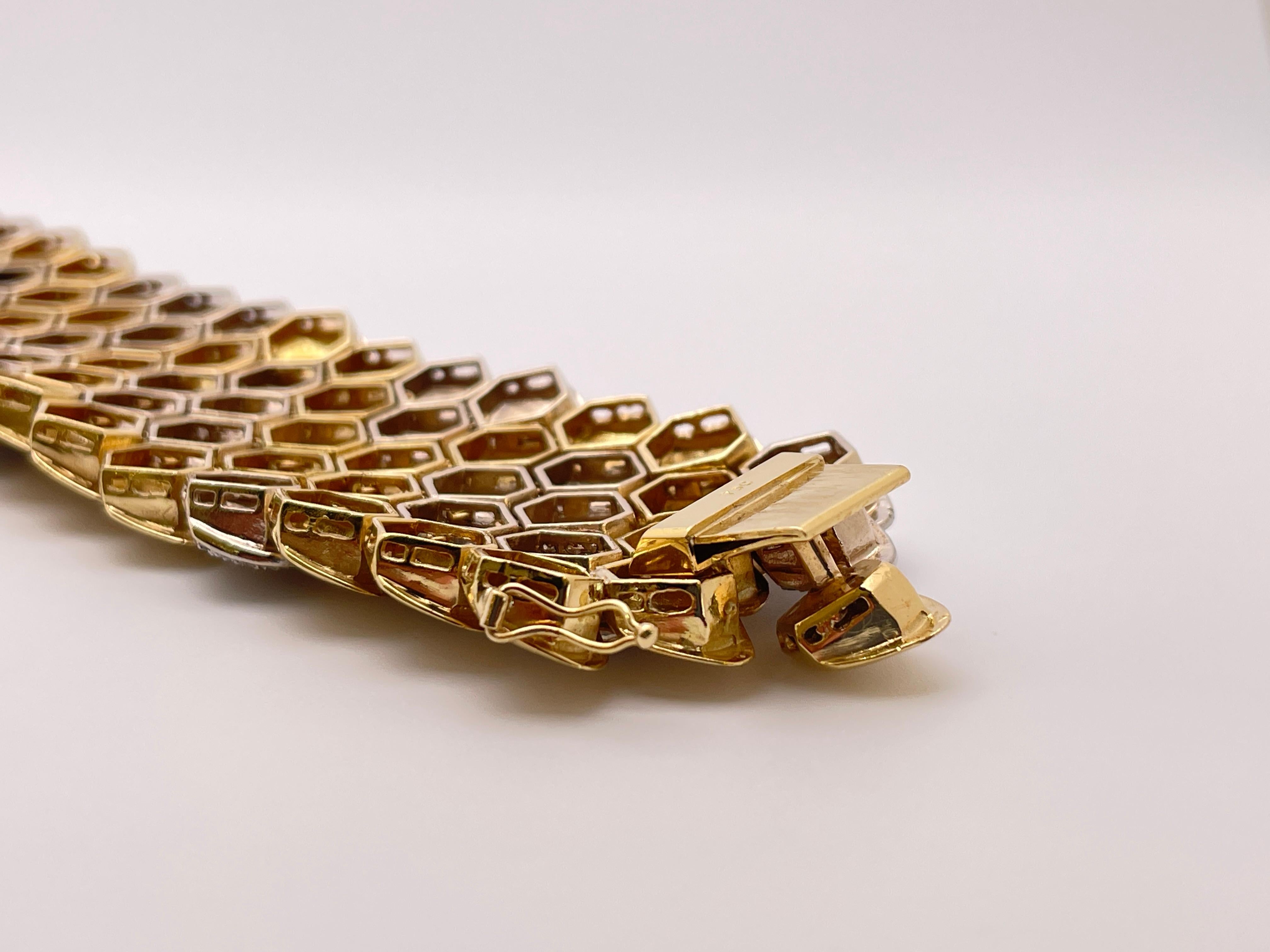 15 CT Paolo Costagli Pulsera de diamantes de piel de serpiente de oro amarillo de 18 quilates en venta 6