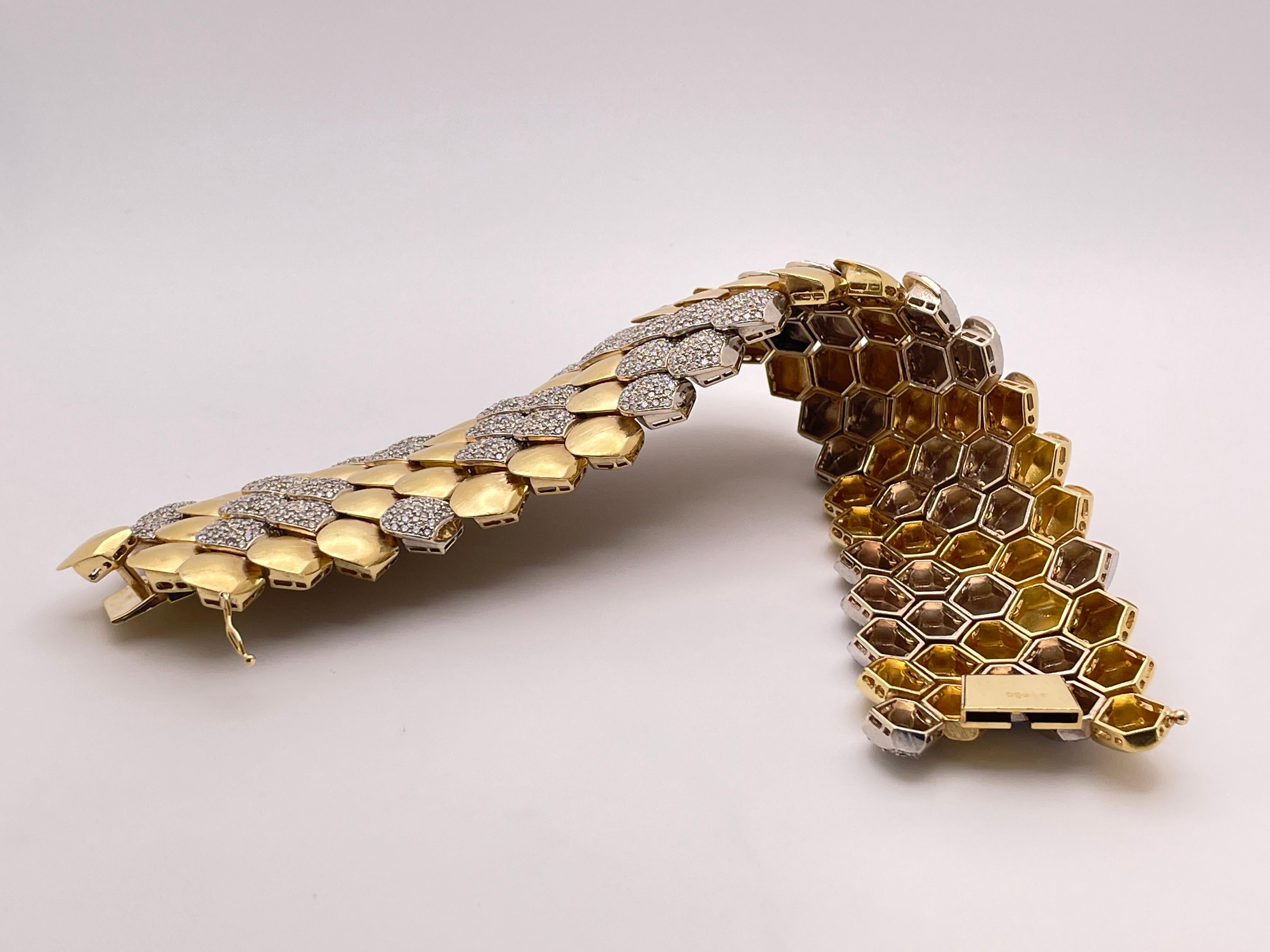 15 CT Paolo Costagli Pulsera de diamantes de piel de serpiente de oro amarillo de 18 quilates en venta 7