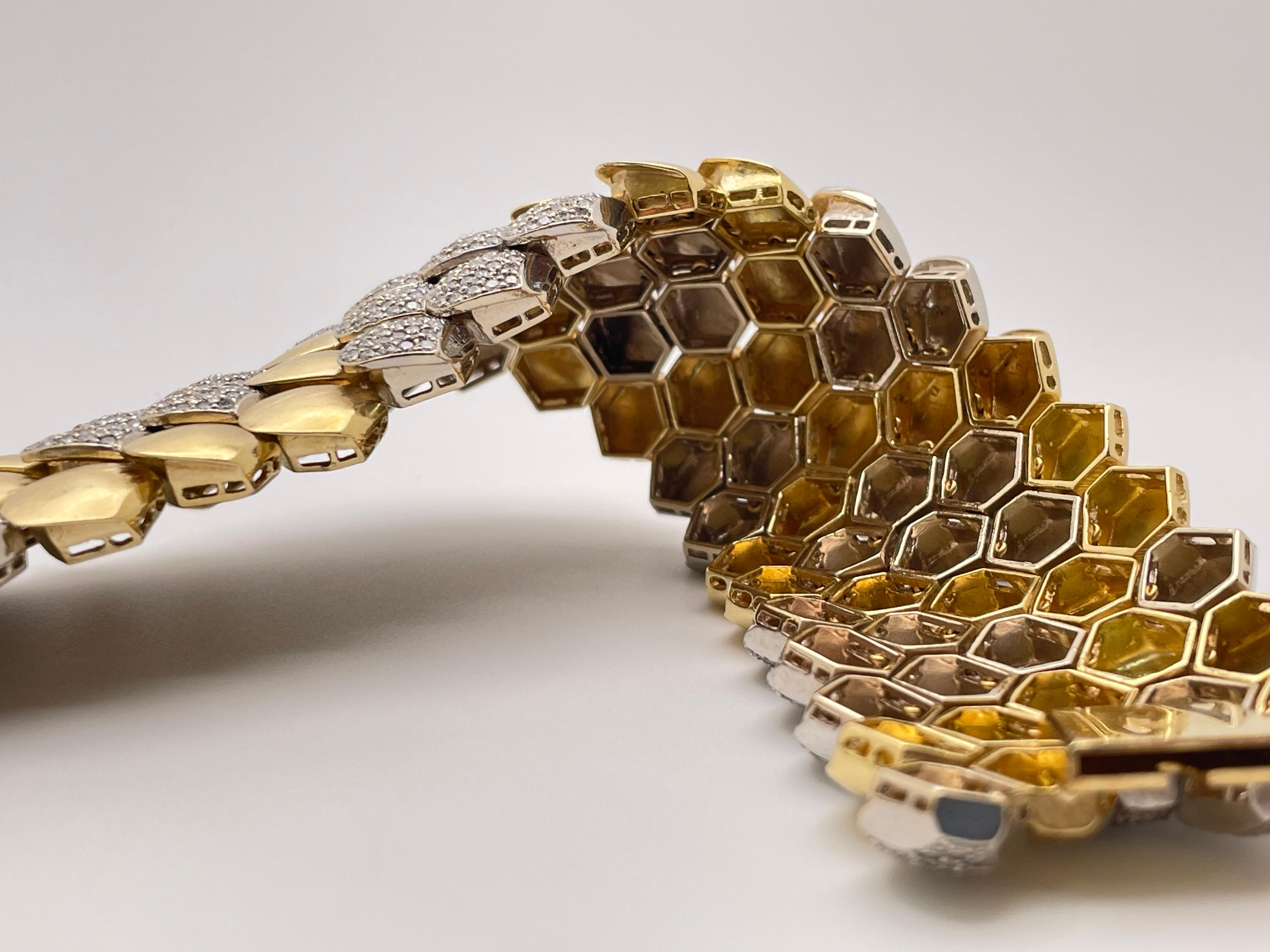 15 CT Paolo Costagli Pulsera de diamantes de piel de serpiente de oro amarillo de 18 quilates en venta 8
