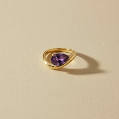 1,5 Karat Birne Amethyst Silber, Gold Ring