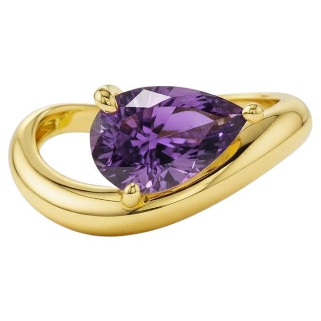 Im Angebot: 1,5 Karat Birne Amethyst Silber, Gold Ring ()