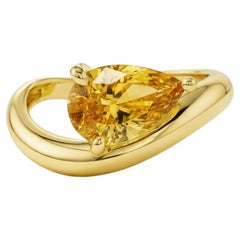 1.5 ct pear citrine silver, gold ring
