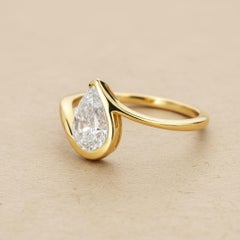 1.5 ct Pear moissanite 14k gold ring