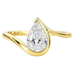 1,5 ct Birne Moissanit 14k Gold Ring