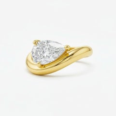 1.5 ct Pear moissanite silver, gold ring