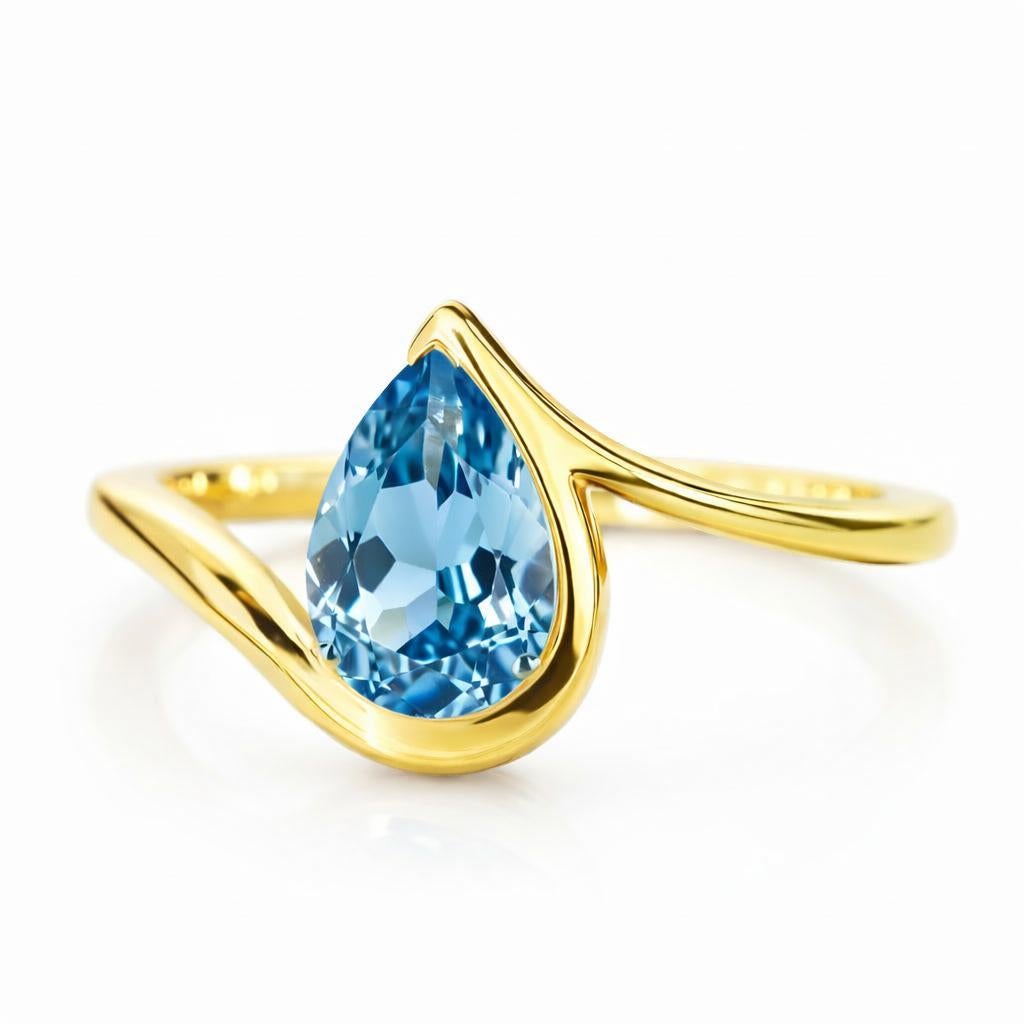 1,5 ct topaze poire bague or 14k