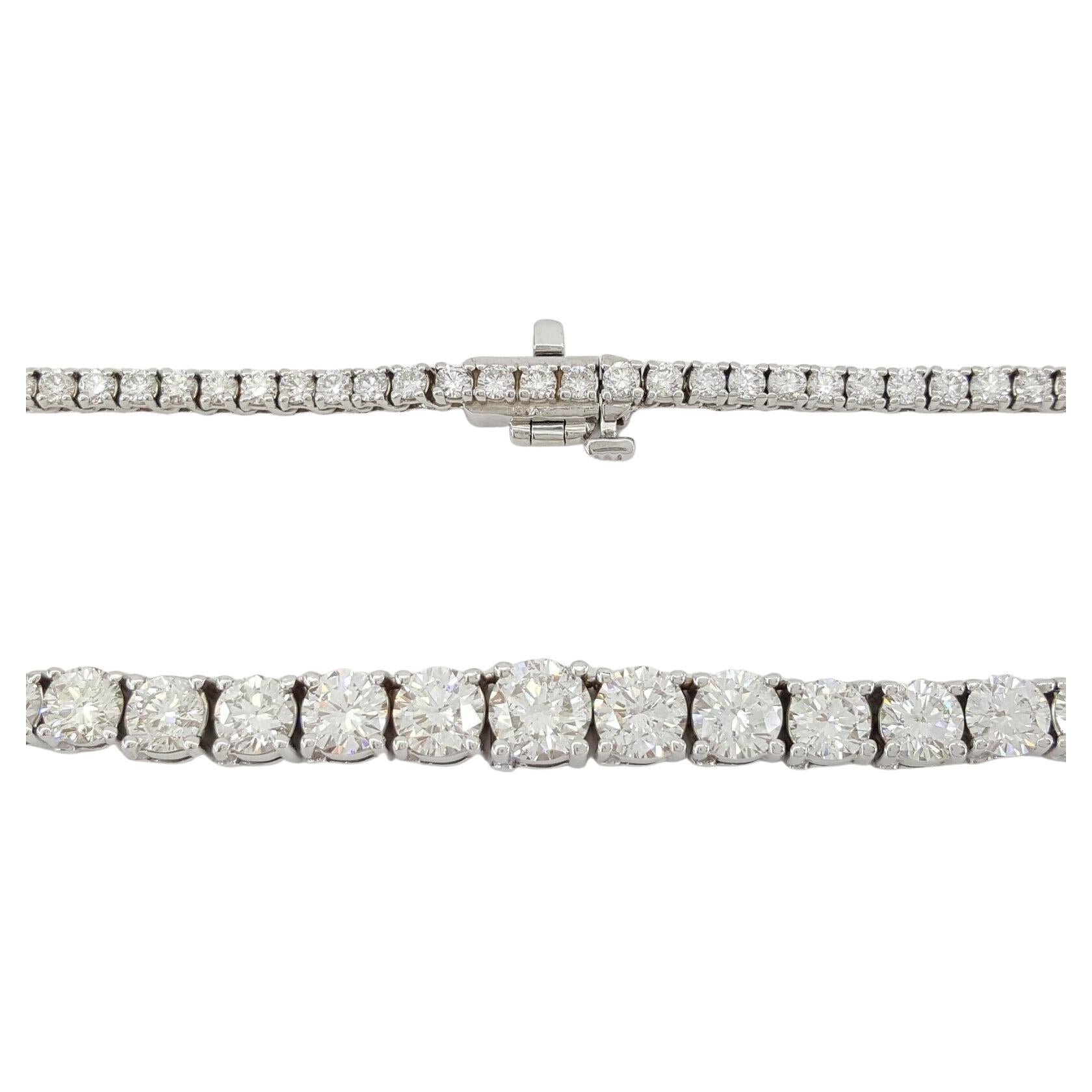 15 ct Round Brilliant Cut Diamond Riviera Diamond Line Necklace in 14K White Gold 17