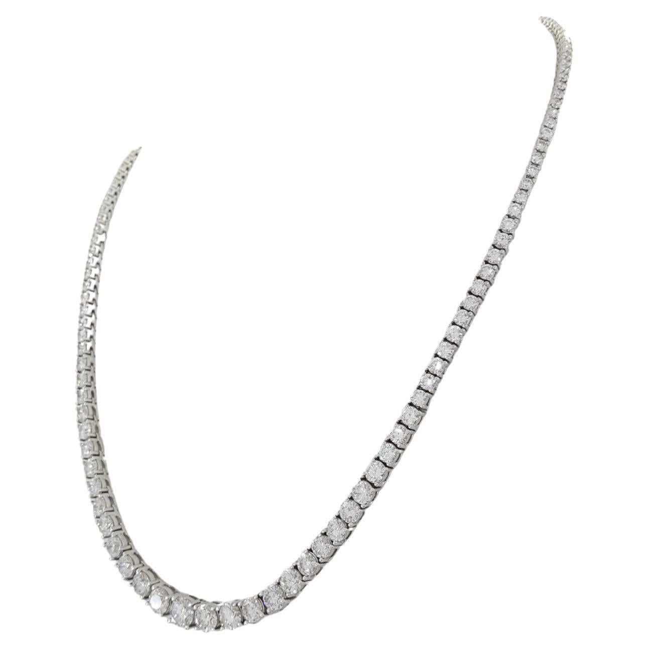 Modern 15 ct Round Brilliant Cut Diamond Riviera Diamond Line Necklace  For Sale