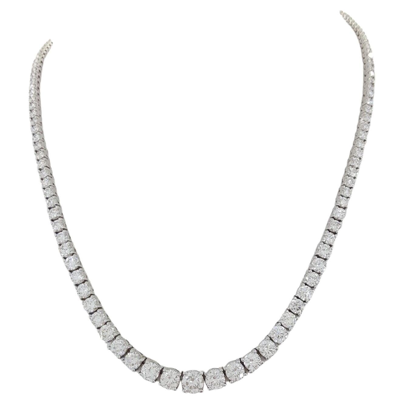 15 ct Round Brilliant Cut Diamond Riviera Diamond Line Necklace  For Sale