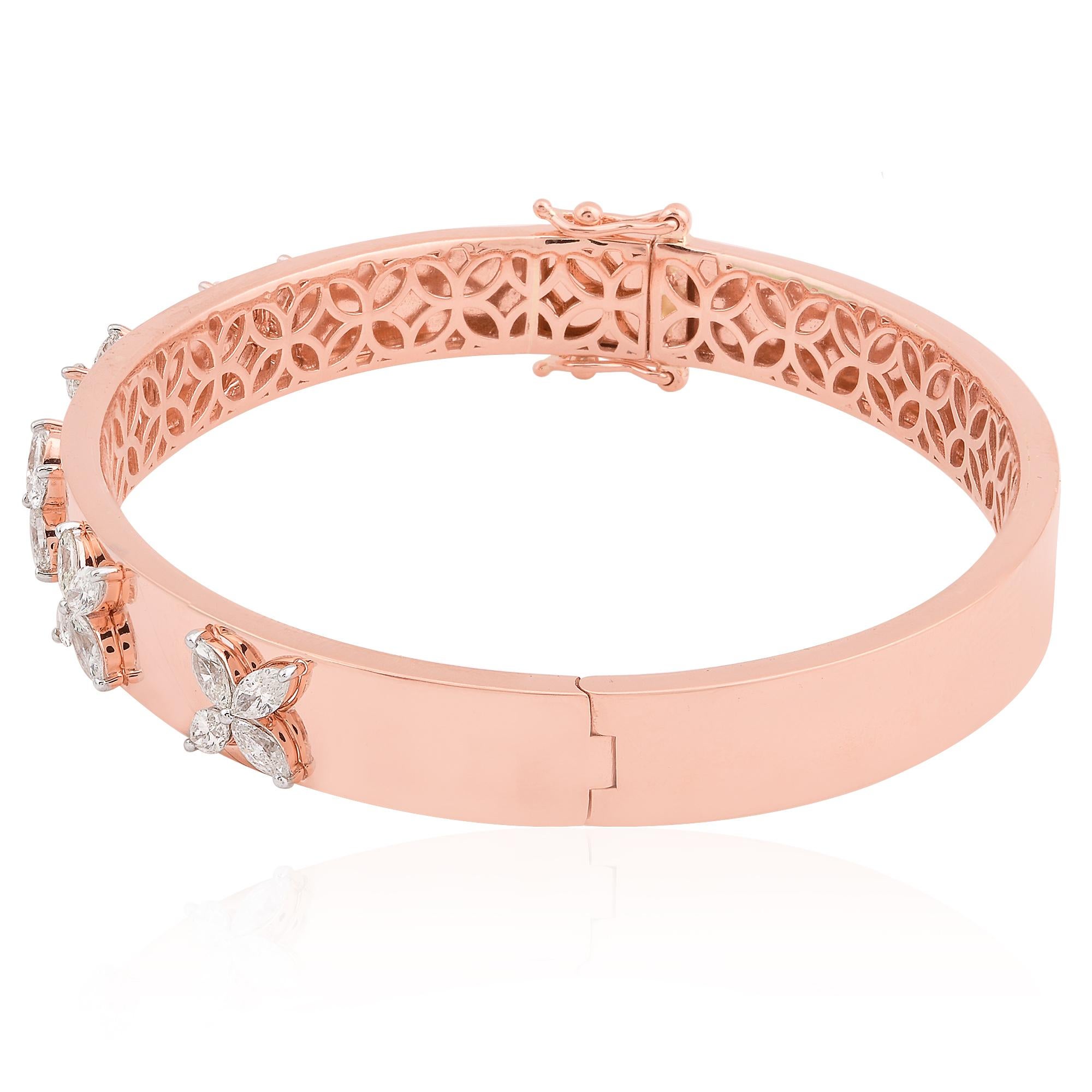 Modern 1.5 Ct. SI Clarity HI Color Marquise Diamond Bracelet 18 Karat Rose Gold Jewelry For Sale
