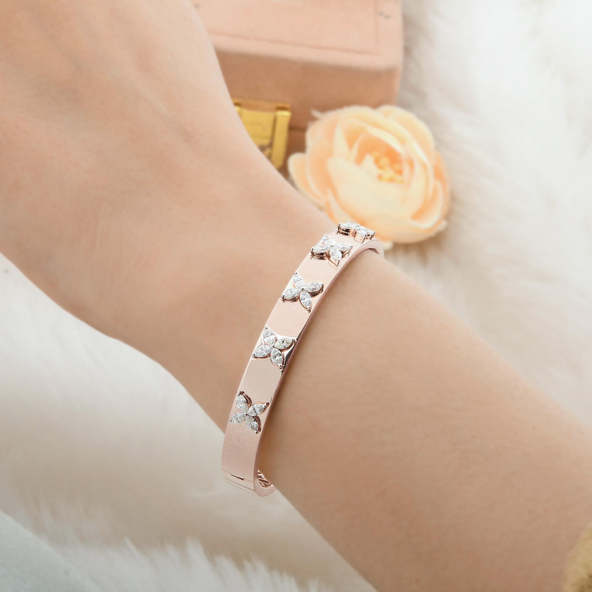 1.5 ct. Reinheit HI Farbe Marquise Diamant-Armband 18 Karat Roségold Schmuck (Marquiseschliff) im Angebot