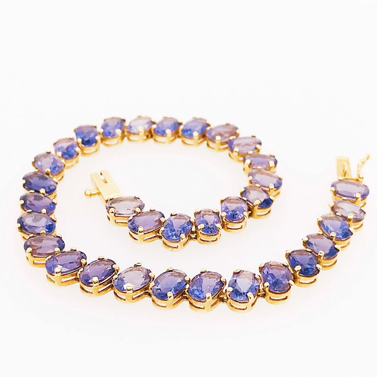 Bracelet Tennis En Argent 925 - Pierres Tanzanite Simulée 4mm, Longueur 7,5 Pouces