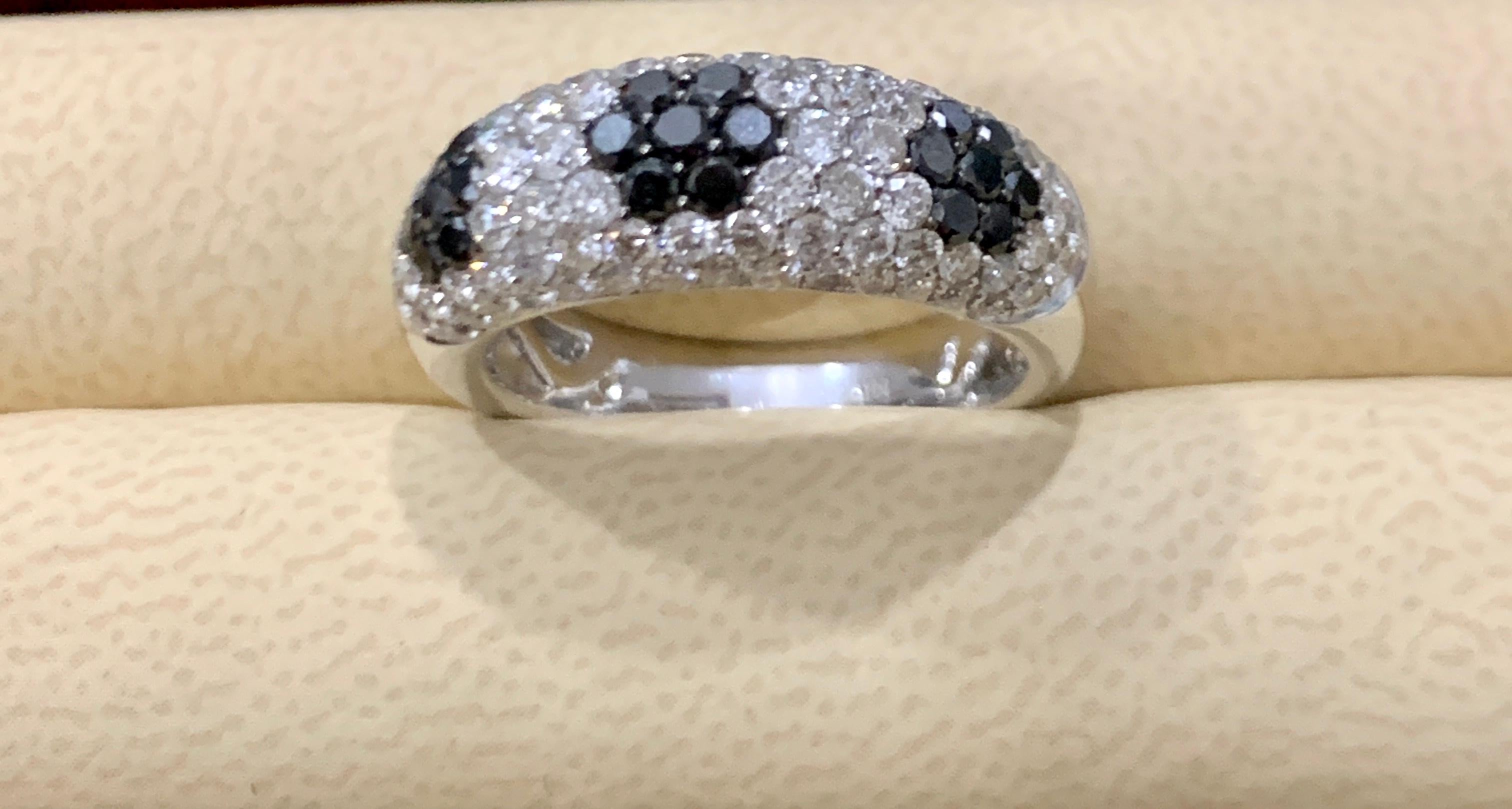 1.5 Carat White Diamond and 0.6 Carat Black Diamond Cocktail Ring 14 Karat Gold 6