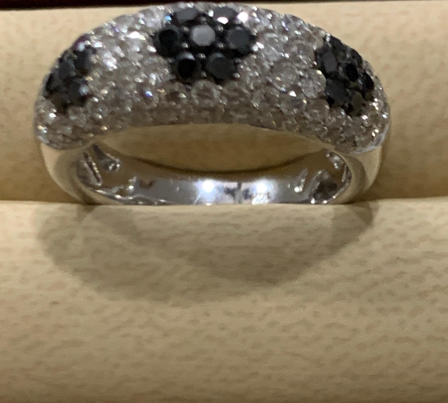 1.5 Carat White Diamond and 0.6 Carat Black Diamond Cocktail Ring 14 Karat Gold 2