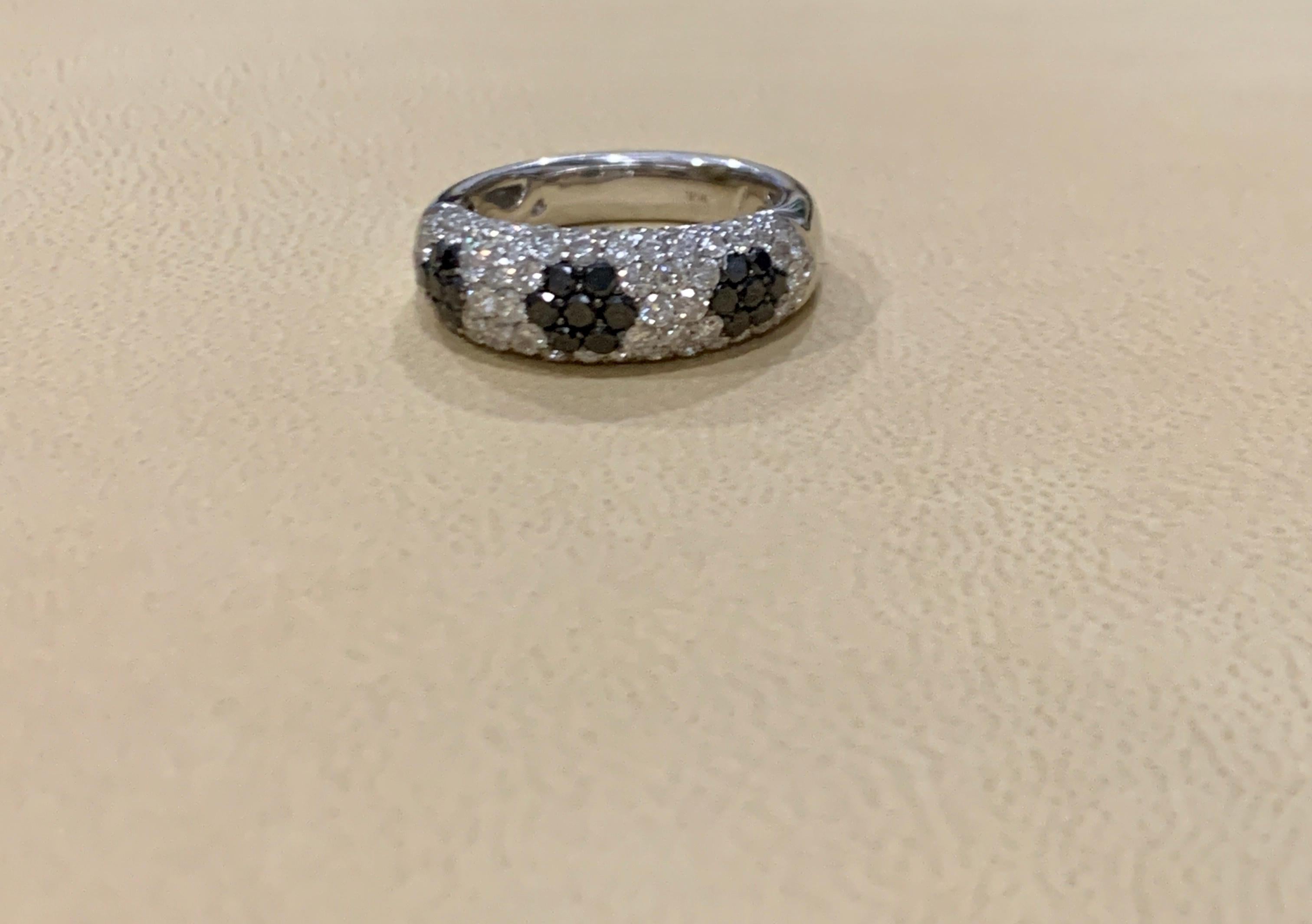 1.5 Carat White Diamond and 0.6 Carat Black Diamond Cocktail Ring 14 Karat Gold 5