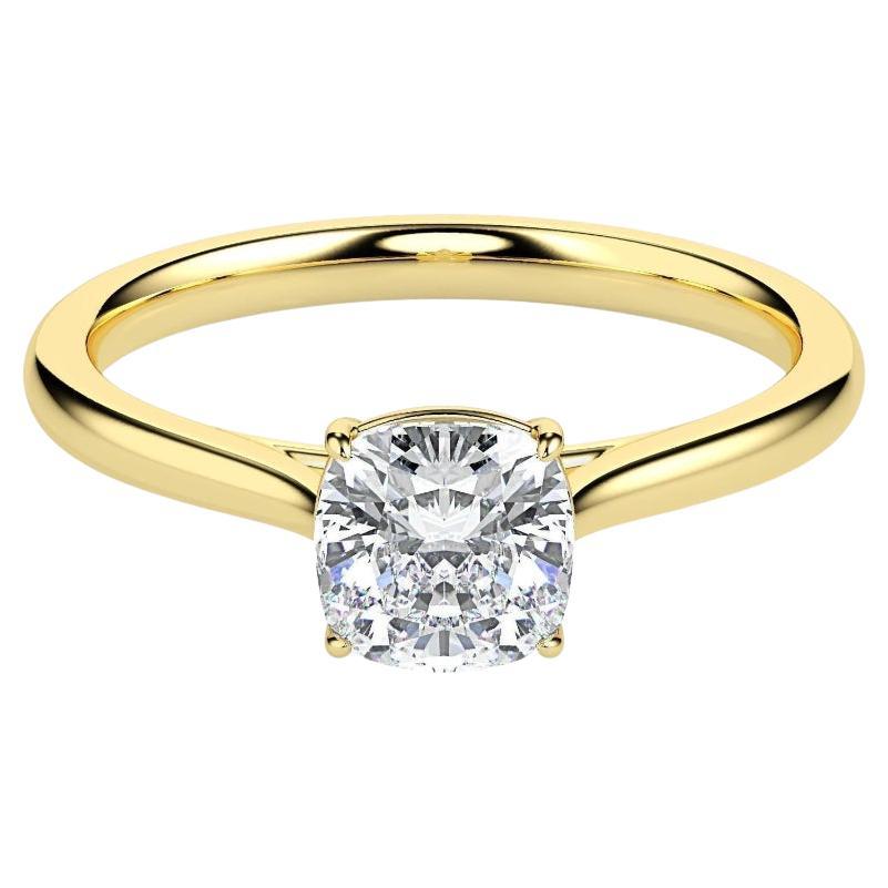 1.5 cts Moissanite Wedding Ring cushion 925 sterling Silver Yellow gold plated For Sale