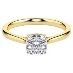 Anello nuziale in moissanite da 1,5 carati cuscino d'argento 925 placcato oro giallo