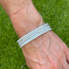 15 CTW Brilliant Diamond 14 Karat White Gold Eternity Bangle Bracelets Set of 5