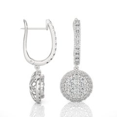 1.5 CTW Diamond Moonlight Round Earring in 14K White Gold