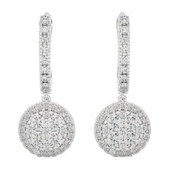1,5 Karat Diamant Mondlicht Runder Ohrring aus 14K Weißgold mit Diamanten