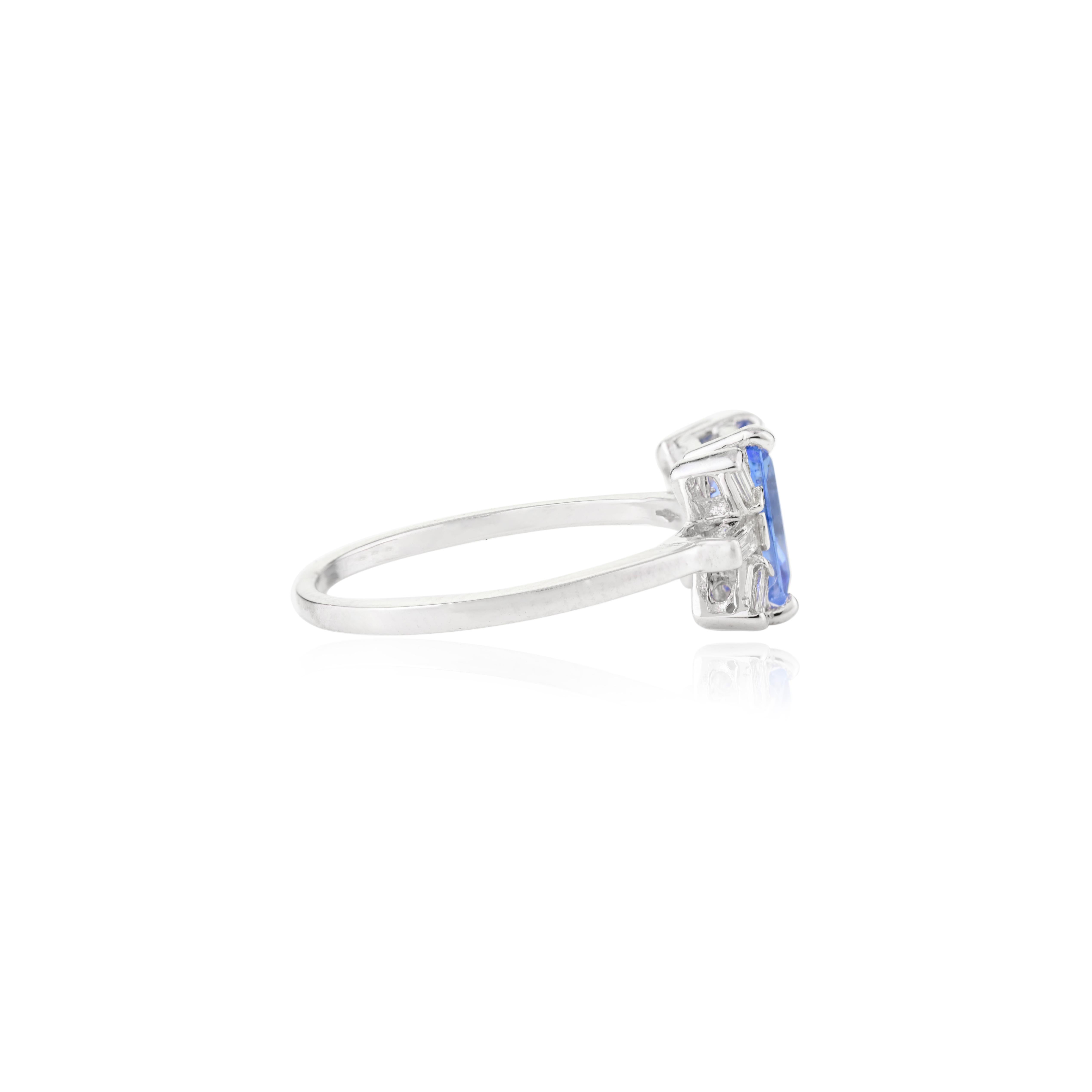 For Sale:  1.5 CTW Emerald Cut Blue Sapphire Diamonds Wedding Ring in 14k Solid White Gold 3