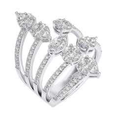 1.5 CTW Marquese & Princess Diamond 18K White Gold Gazebo Collection Finger Ring