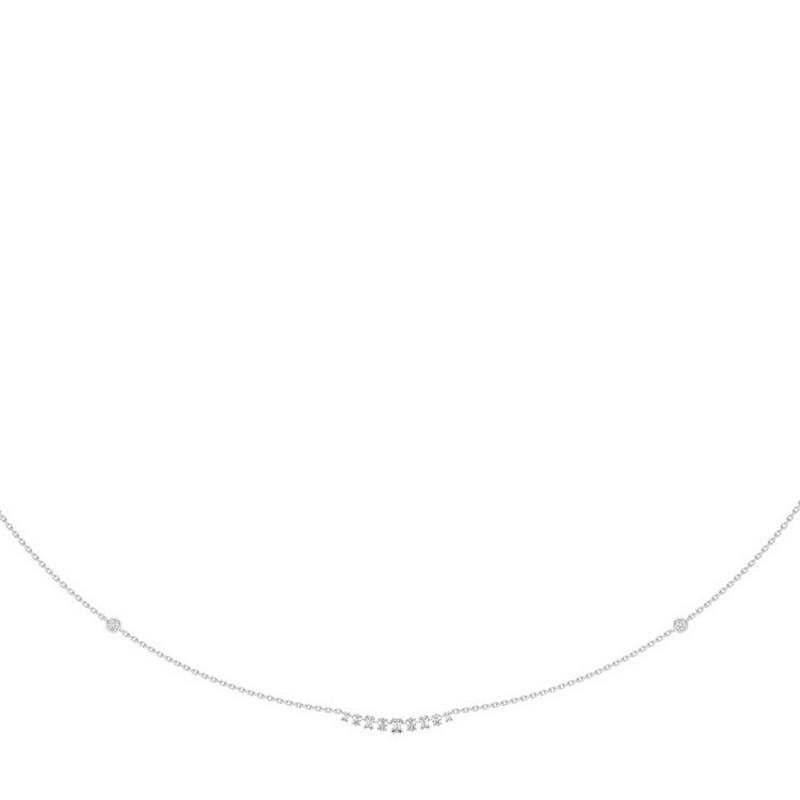 Taglio rotondo Diamanti rotondi da 1,5 CTW in oro bianco 14K Collezione classica Collana Delicata in vendita