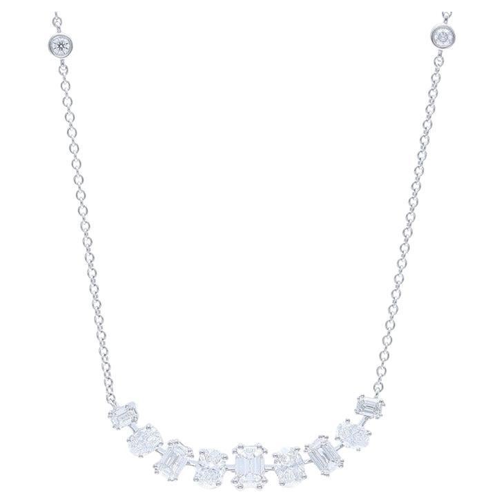 1,5 CTW diamants ronds en or blanc 14K Collection classique Collier délicat