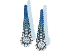 1.5 CTW. Sapphire and Diamond Hombre Earrings