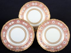 15 Derby for Tiffany Hand Painted and Gilded Pink Service Plates