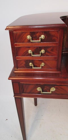 15 Drawer Mahogany Carlton House Desk with Solid Brass Pulls