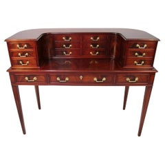 15 Drawer Mahogany Carlton House Desk with Solid Brass Pulls