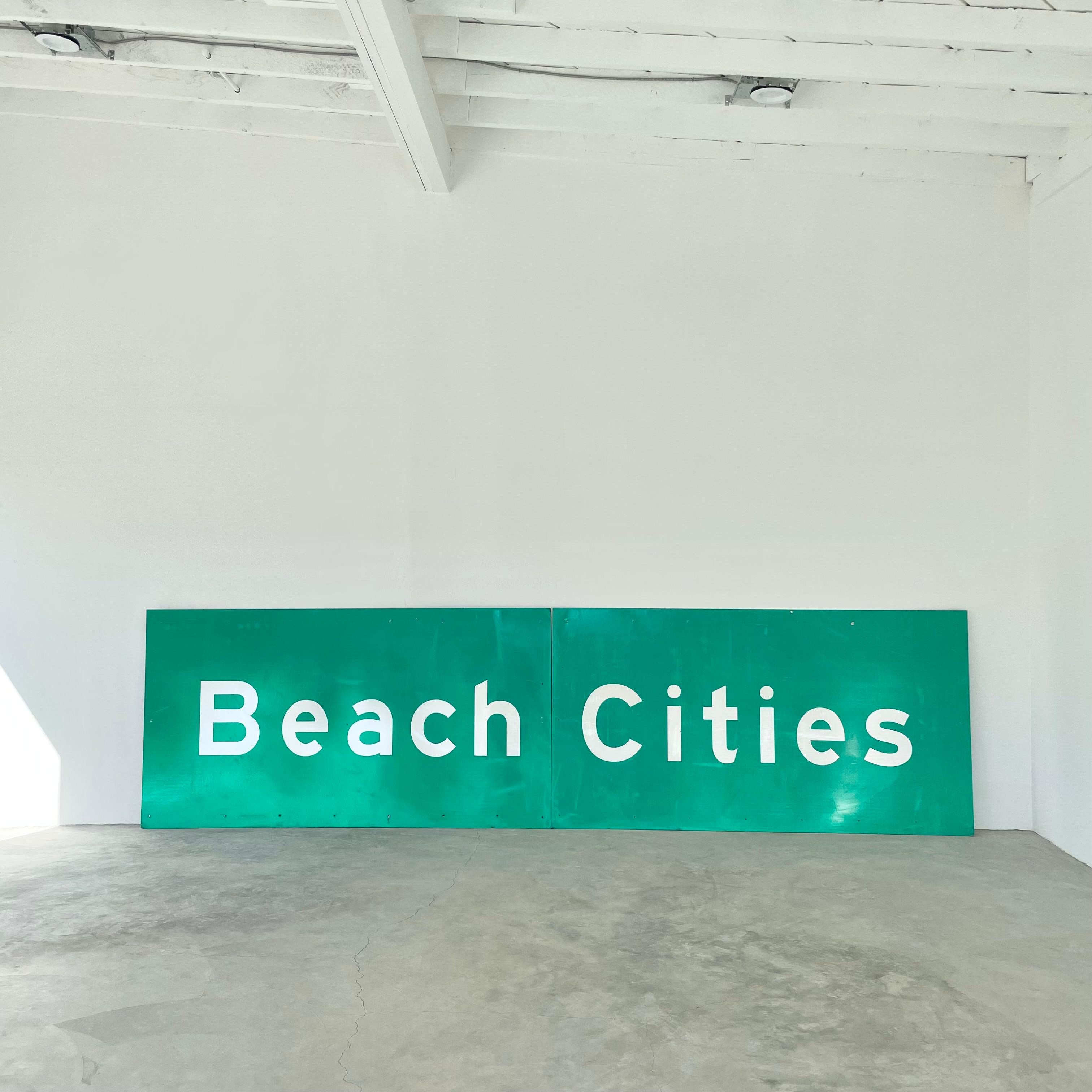 Late 20th Century Los Angeles Freeway Sign 'Beach Cities