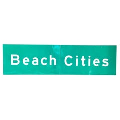 Vintage Los Angeles Freeway Sign 'Beach Cities"