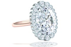 1.5 GIA Certified Oval Diamond Set in Platinum and Rose Gold Engagement Ring