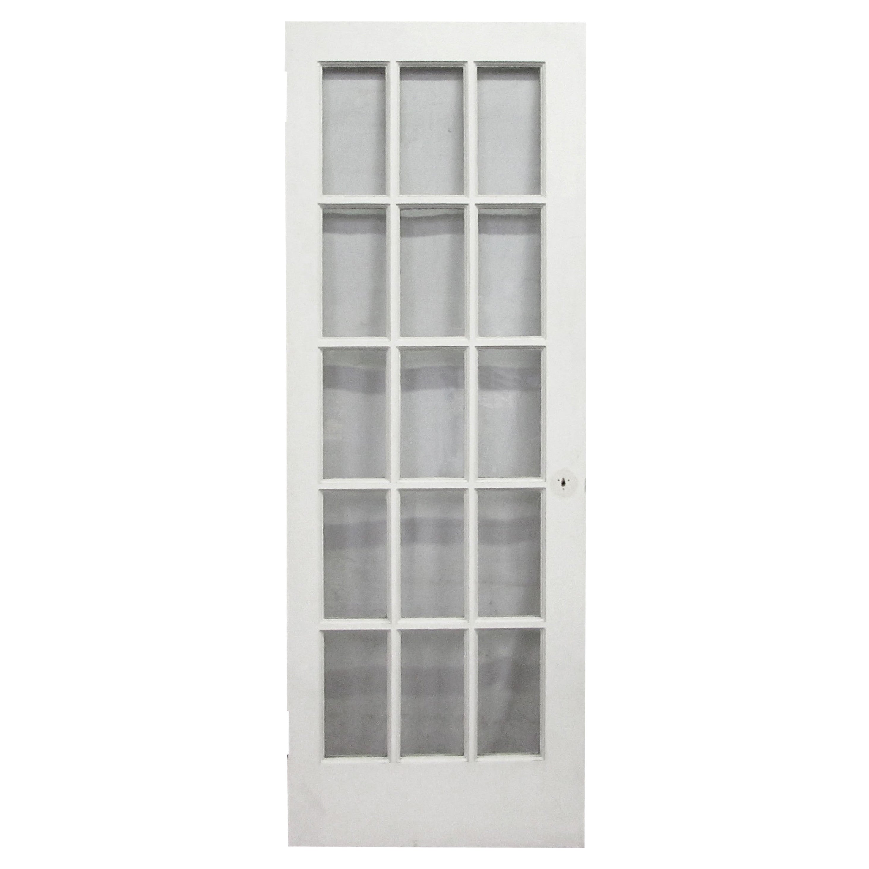 Puerta francesa de madera de 15 hojas de cristal pintada de blanco - 30 x 79,75