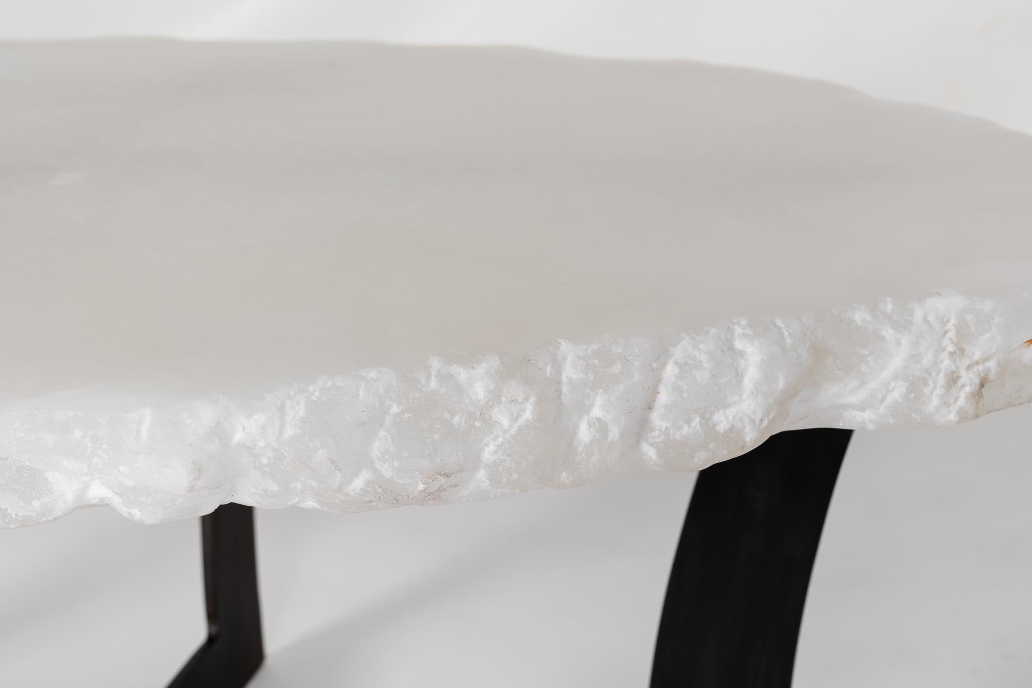 Height Italian Alabaster Slab on Steel Base Coffee Table For Sale 7